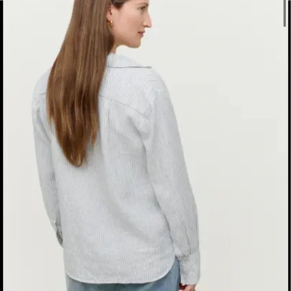 Reformation Preston Linen Top Color: Sourdough Stripe - Picture 6 of 13